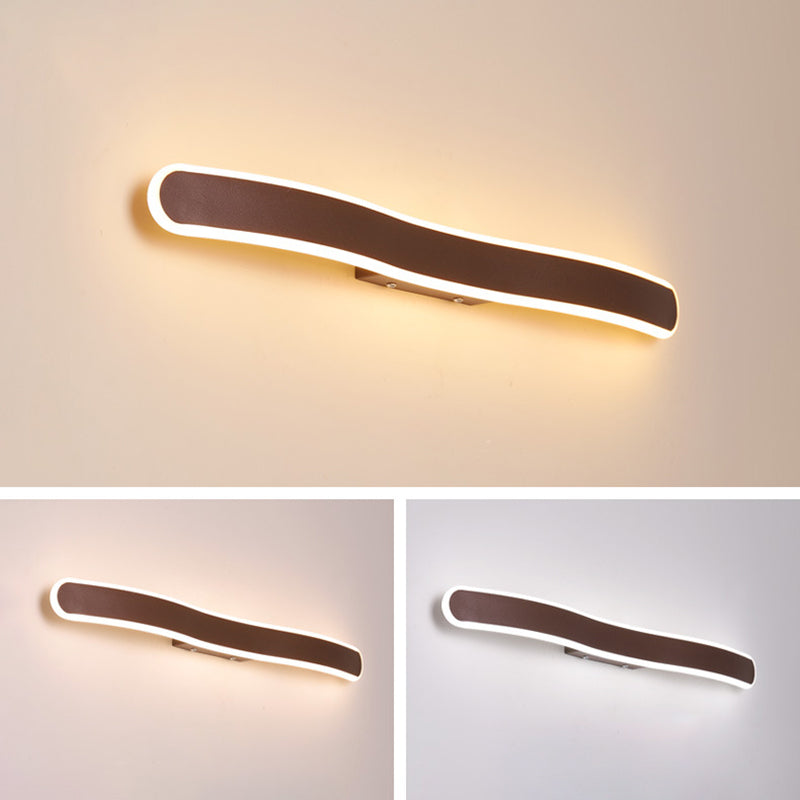 Metal Thin Vanity Wall Sconce Modern Style 1 Light Vanity Lighting Fixtures in Brown