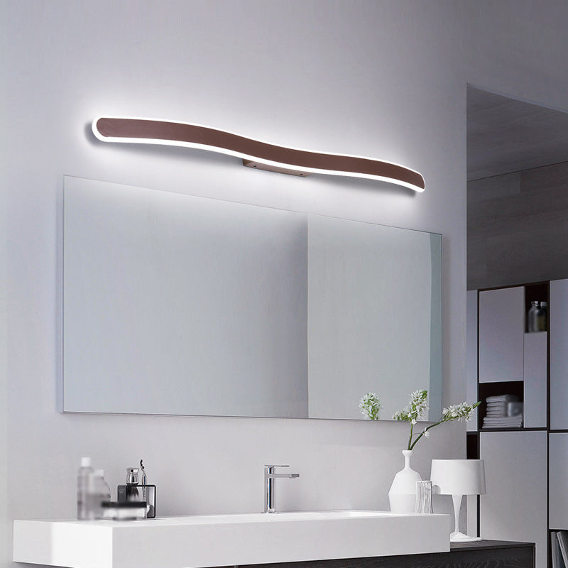 Metal Thin Vanity Wall Sconce Modern Style 1 Light Vanity Lighting Fixtures in Brown
