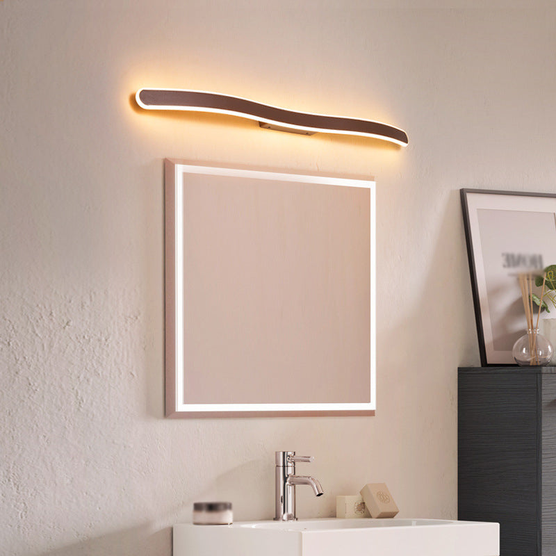 Metal Thin Vanity Wall Sconce Modern Style 1 Light Vanity Lighting Fixtures in Brown