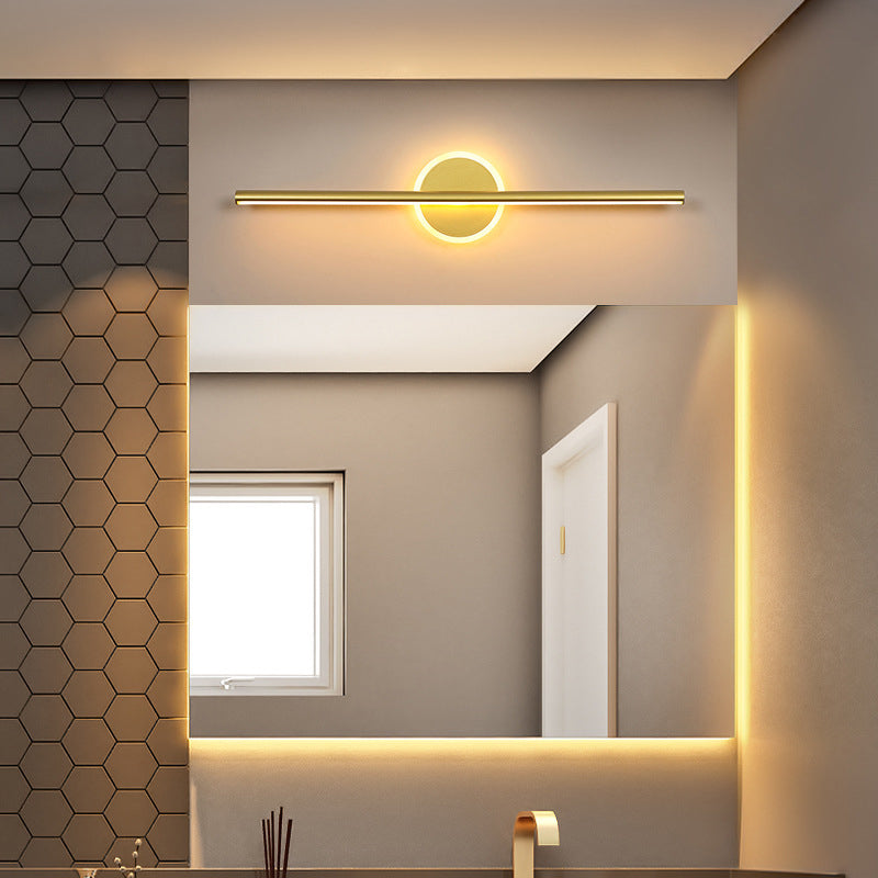 Metal Linear Vanity Wall Sconce Modern Style 1 Light Vanity Lighting Fixtures in Gold