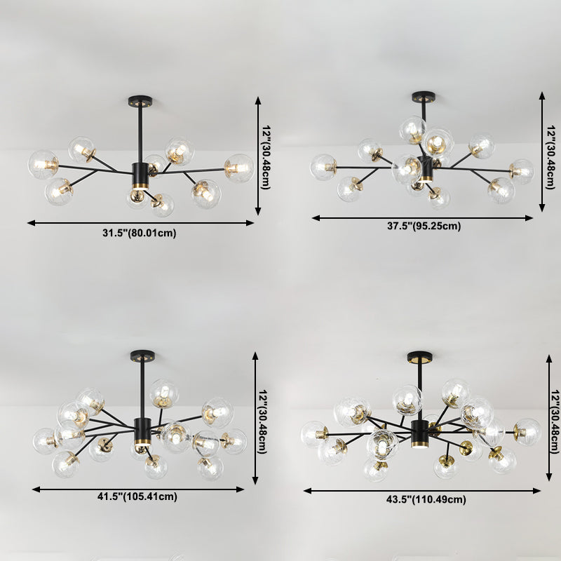 Contemporary Sphere Chandelier Lights Glass Chandelier Pendant Light in Black