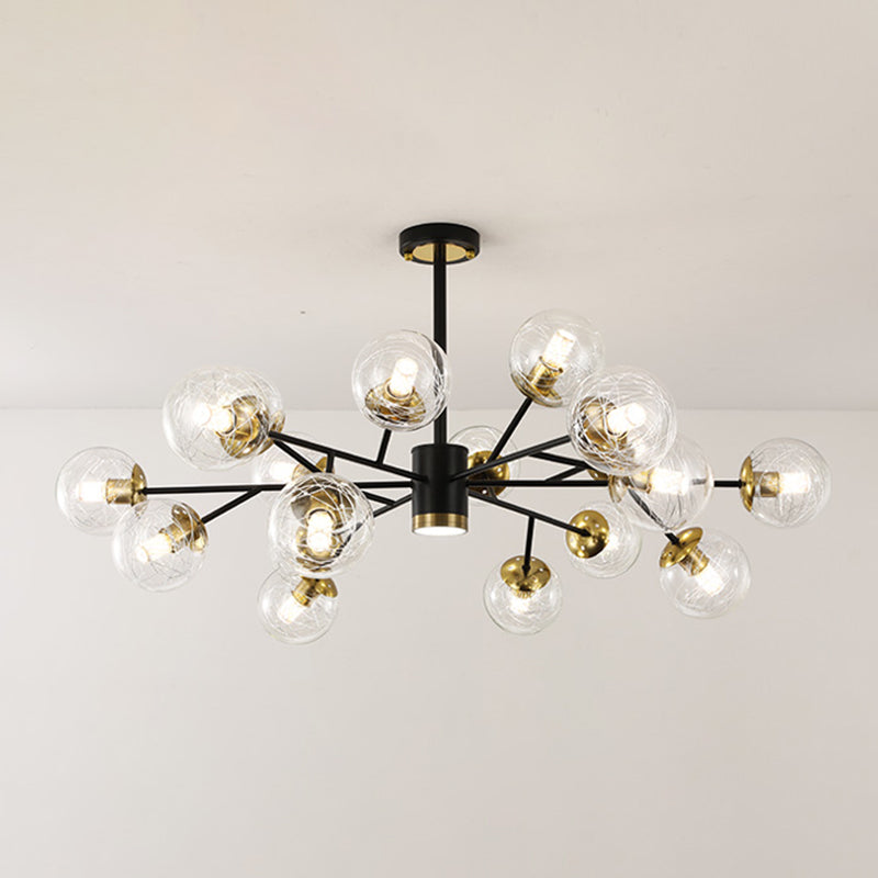 Contemporary Sphere Chandelier Lights Glass Chandelier Pendant Light in Black