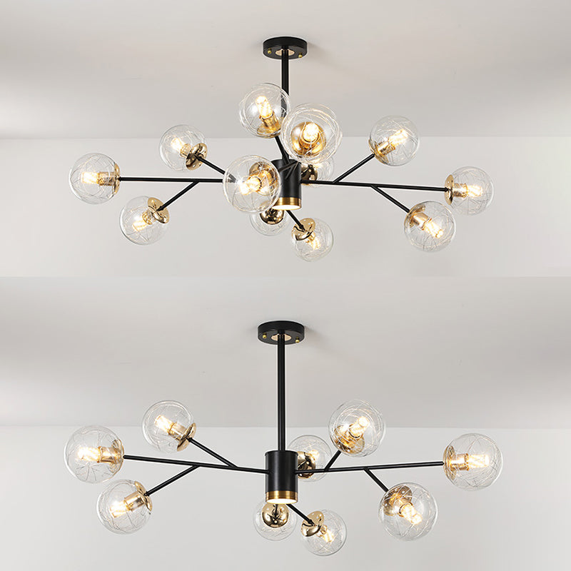 Contemporary Sphere Chandelier Lights Glass Chandelier Pendant Light in Black