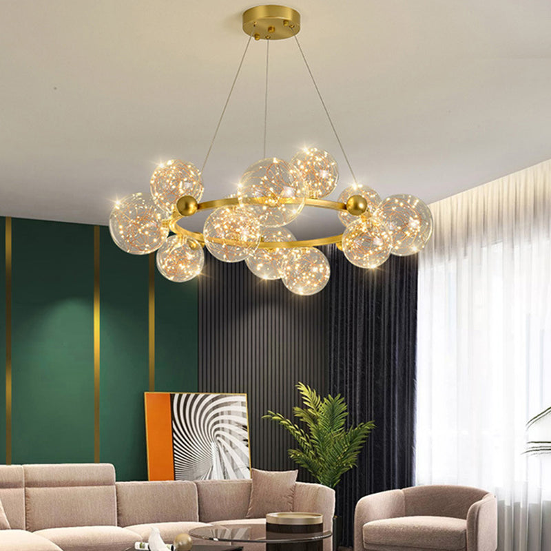 Multi Lights Ball Pendant Chandelier Modern Style Glass Hanging Lamps