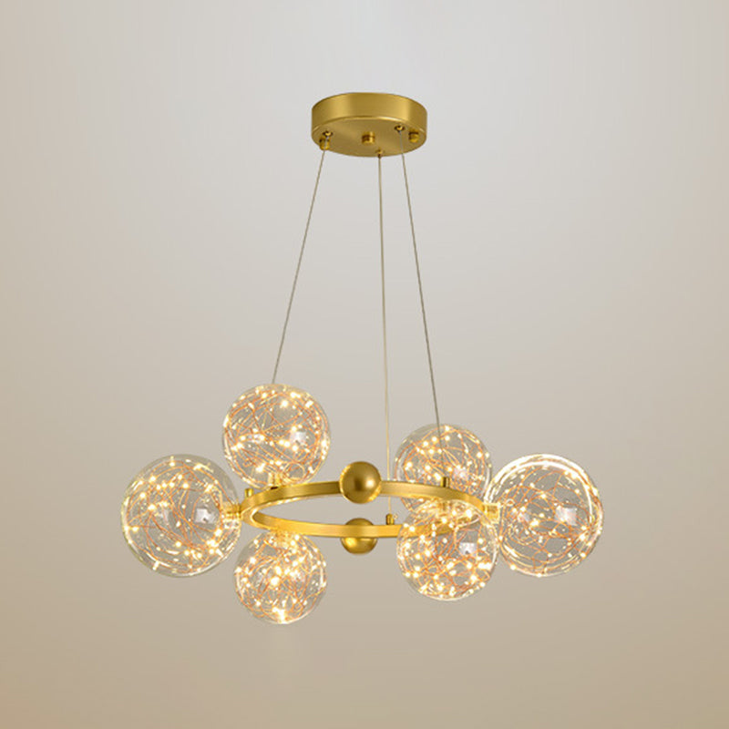 Multi Lights Ball Pendant Chandelier Modern Style Glass Hanging Lamps