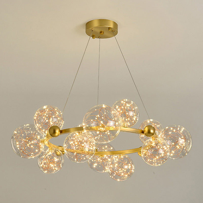 Multi Lights Ball Pendant Chandelier Modern Style Glass Hanging Lamps