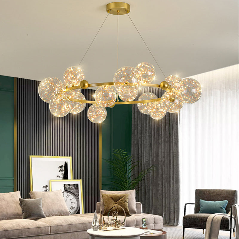 Multi Lights Ball Pendant Chandelier Modern Style Glass Hanging Lamps