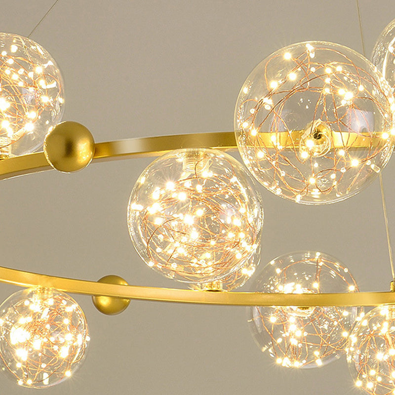 Multi Lights Ball Pendant Chandelier Modern Style Glass Hanging Lamps