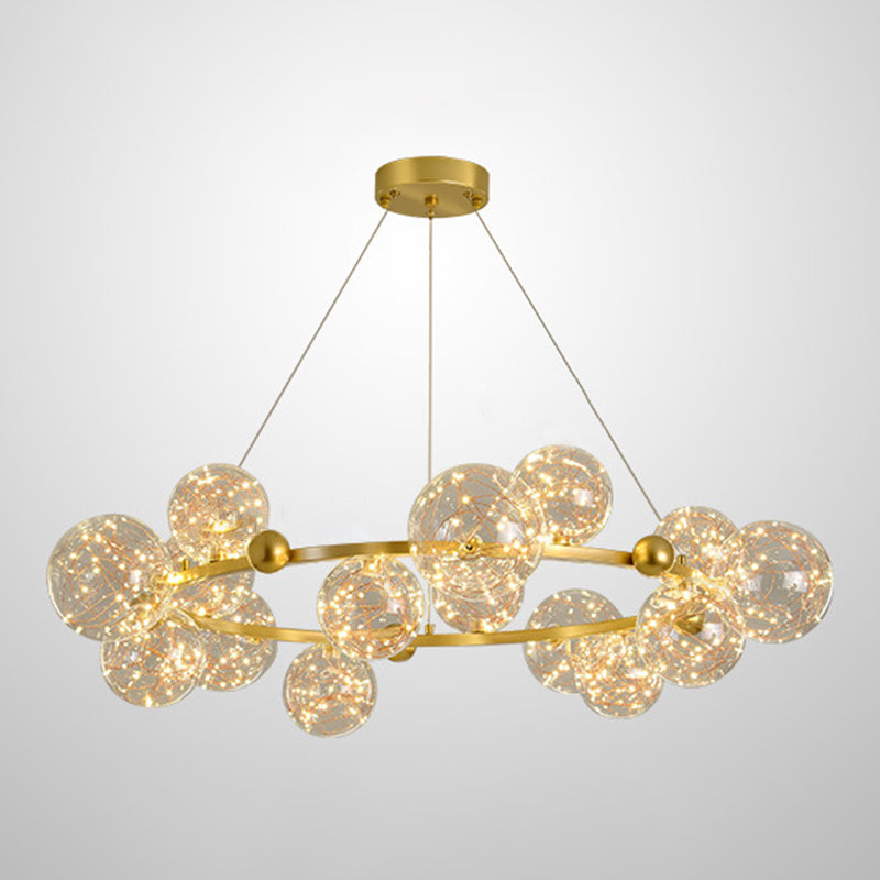 Multi Lights Ball Pendant Chandelier Modern Style Glass Hanging Lamps