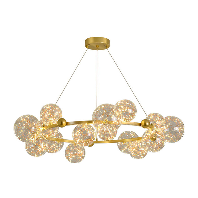 Multi Lights Ball Pendant Chandelier Modern Style Glass Hanging Lamps