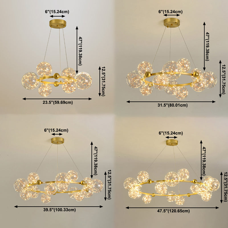 Multi Lights Ball Pendant Chandelier Modern Style Glass Hanging Lamps