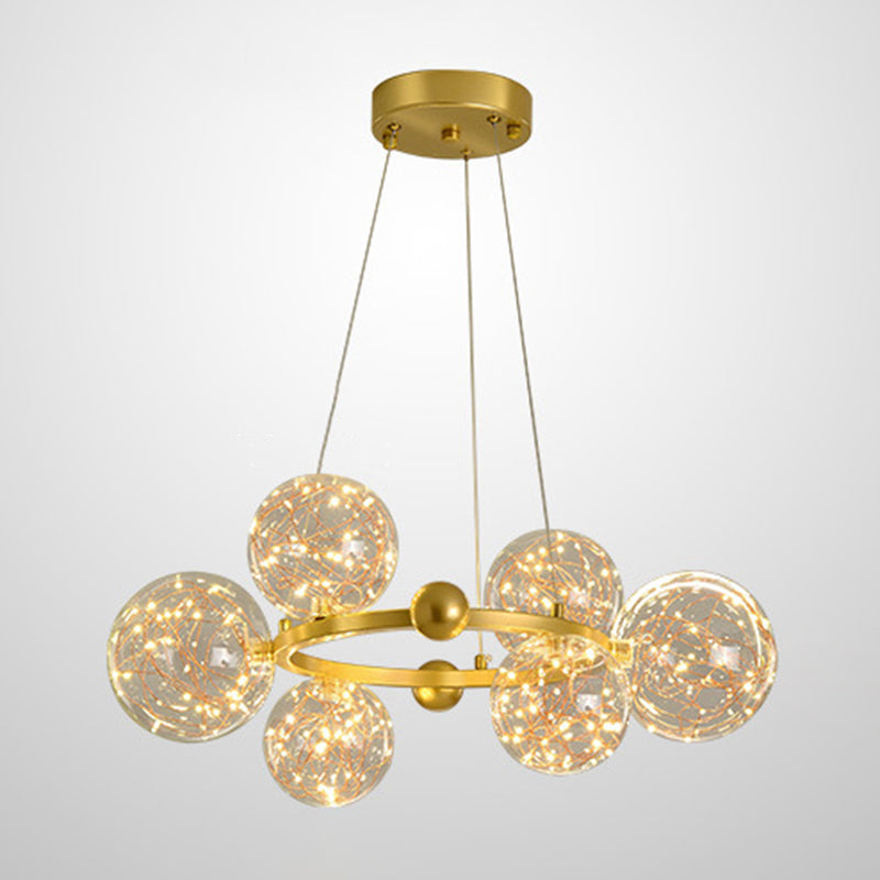 Multi Lights Ball Pendant Chandelier Modern Style Glass Hanging Lamps