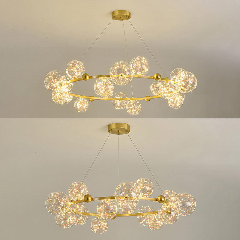 Multi Lights Ball Pendant Chandelier Modern Style Glass Hanging Lamps