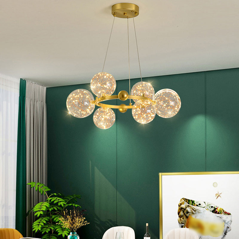 Multi Lights Ball Pendant Chandelier Modern Style Glass Hanging Lamps