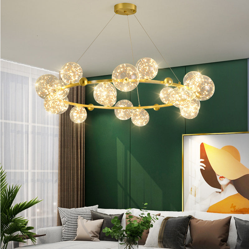 Multi Lights Ball Pendant Chandelier Modern Style Glass Hanging Lamps