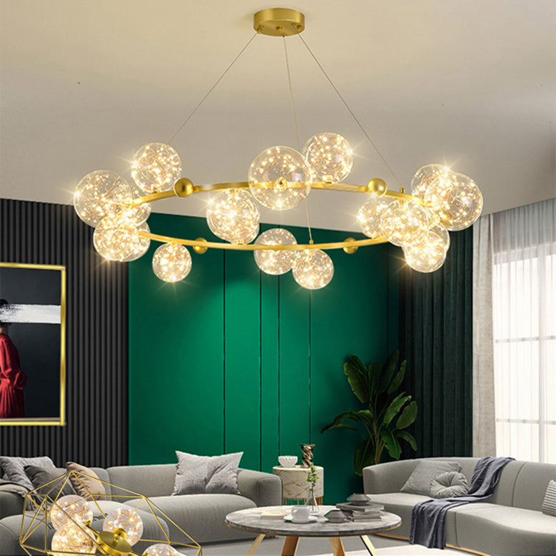 Multi Lights Ball Pendant Chandelier Modern Style Glass Hanging Lamps