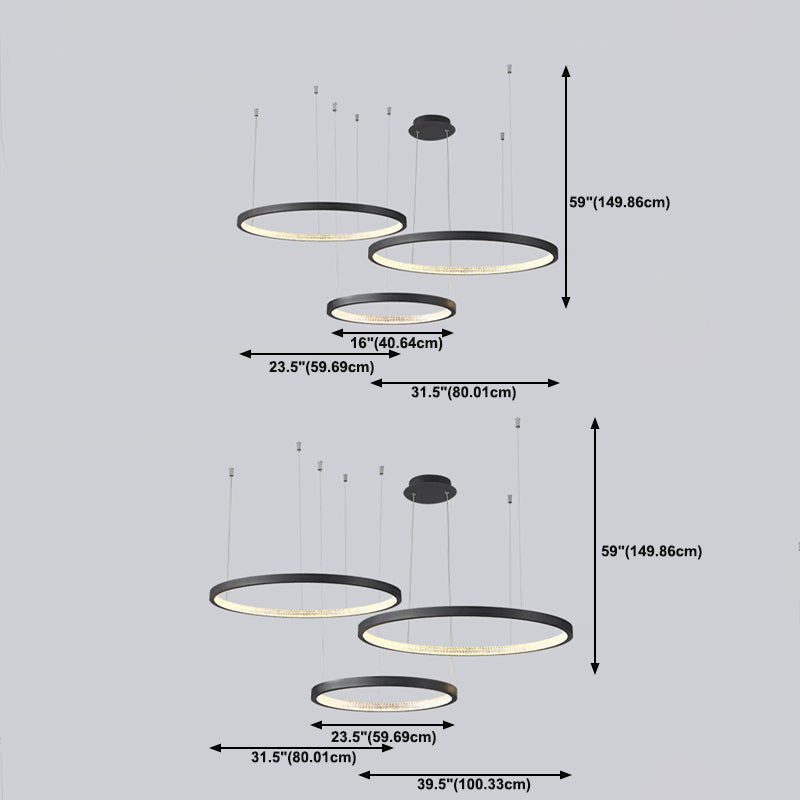 Runde Form hängende Lampenvorrichtung moderne Style -Anhängerlampe in Schwarz für Wohnzimmer