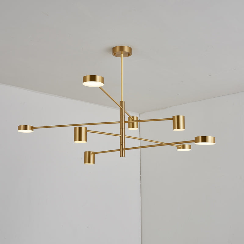 Luci del lampadario in metallo a forma di cilindro moderni apparecchi di illuminazione lampadario in oro