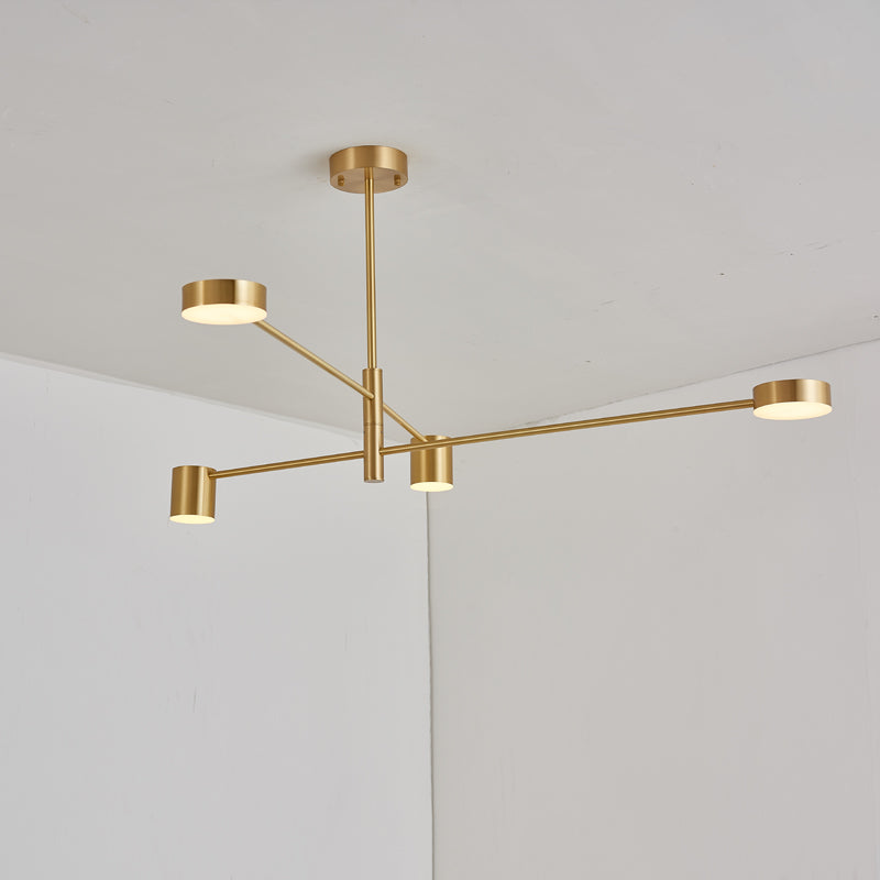 Luci del lampadario in metallo a forma di cilindro moderni apparecchi di illuminazione lampadario in oro