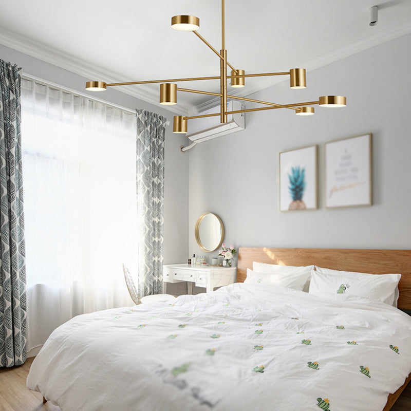 Luci del lampadario in metallo a forma di cilindro moderni apparecchi di illuminazione lampadario in oro