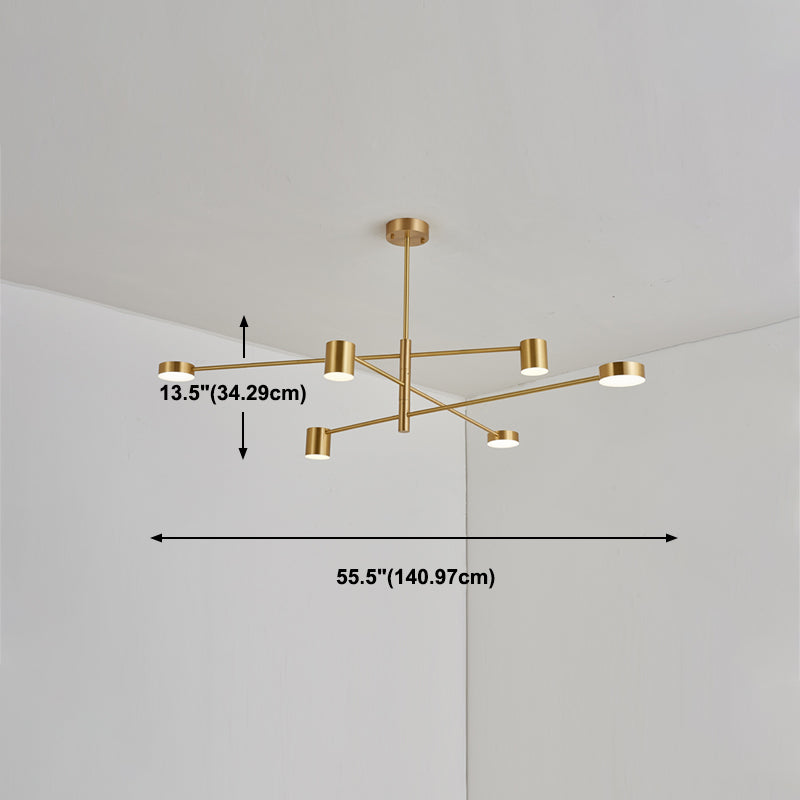 Luci del lampadario in metallo a forma di cilindro moderni apparecchi di illuminazione lampadario in oro
