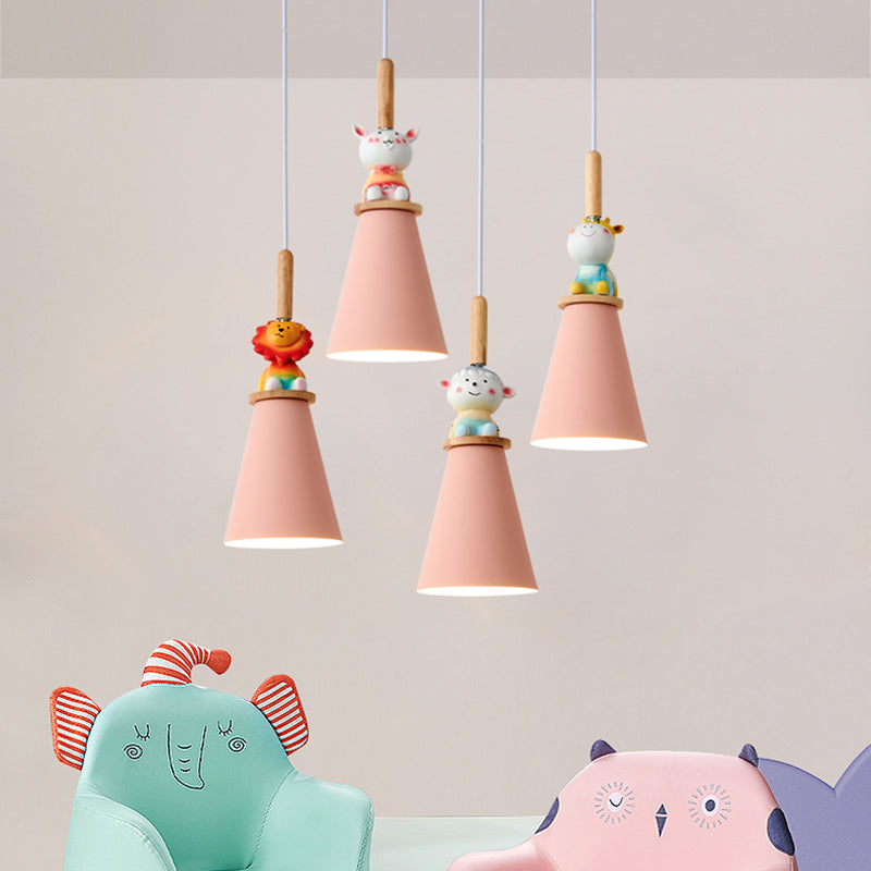 Metal Cone Shape Hanging Lights Modern Style 1 Light Hanging Mount Fixture for Bedside