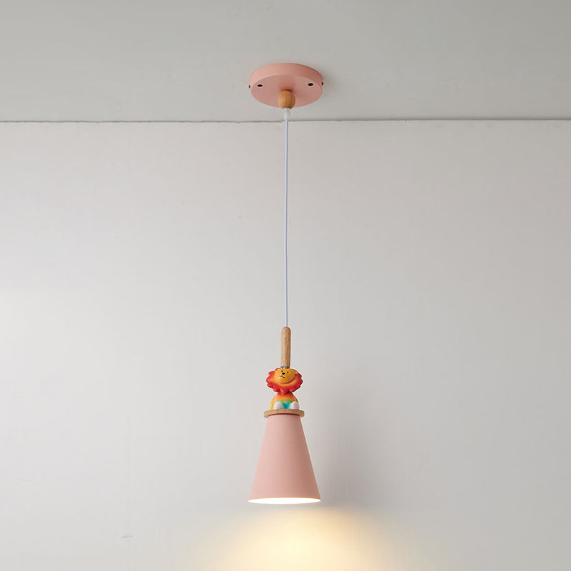 Metal Cone Shape Hanging Lights Modern Style 1 Light Hanging Mount Fixture for Bedside