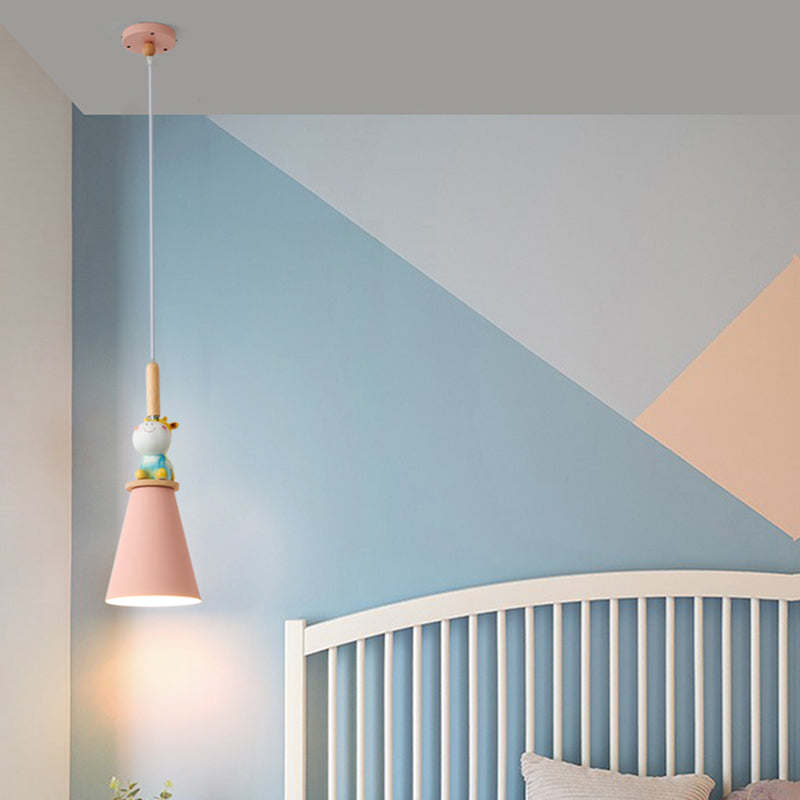 Metal Cone Shape Hanging Lights Modern Style 1 Light Hanging Mount Fixture for Bedside