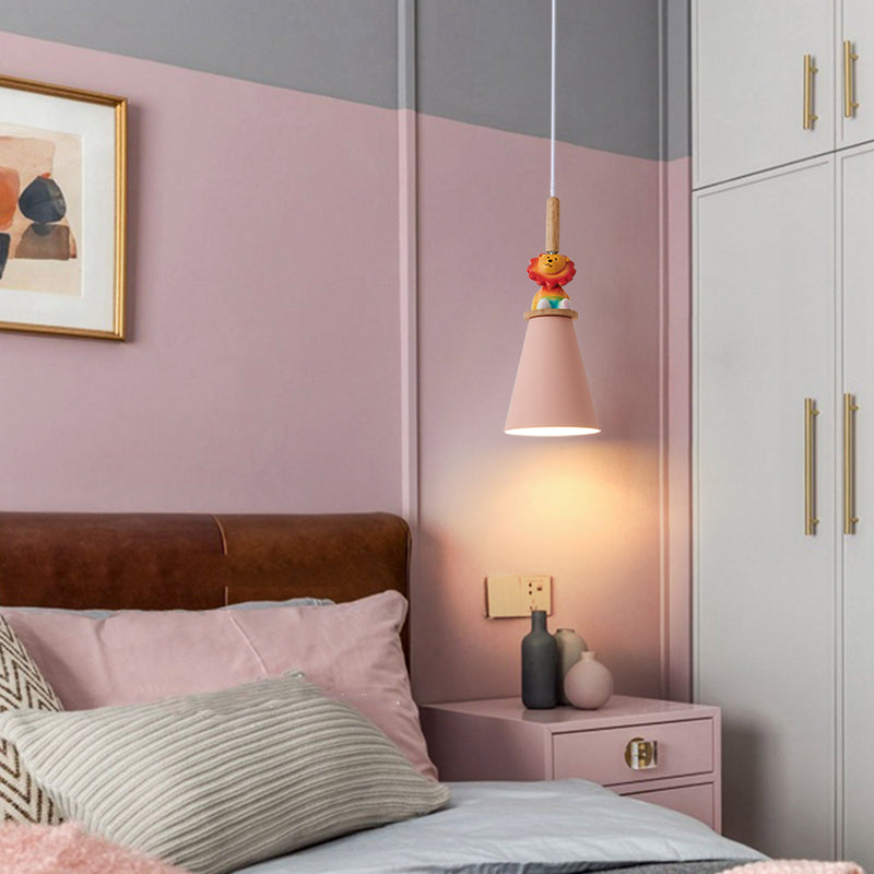 Metal Cone Shape Hanging Lights Modern Style 1 Light Hanging Mount Fixture for Bedside