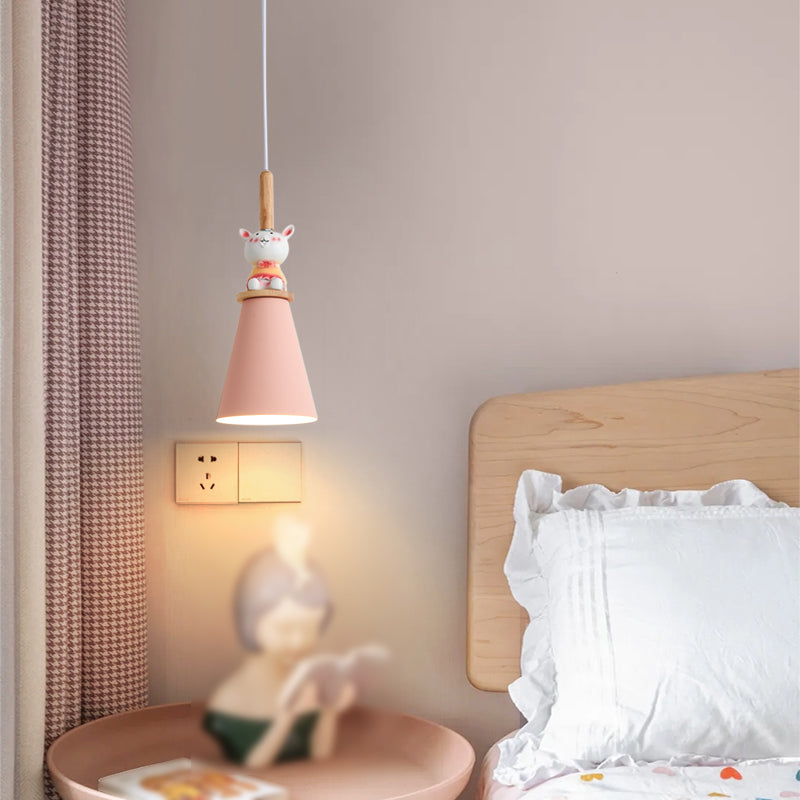 Metal Cone Shape Hanging Lights Modern Style 1 Light Hanging Mount Fixture for Bedside