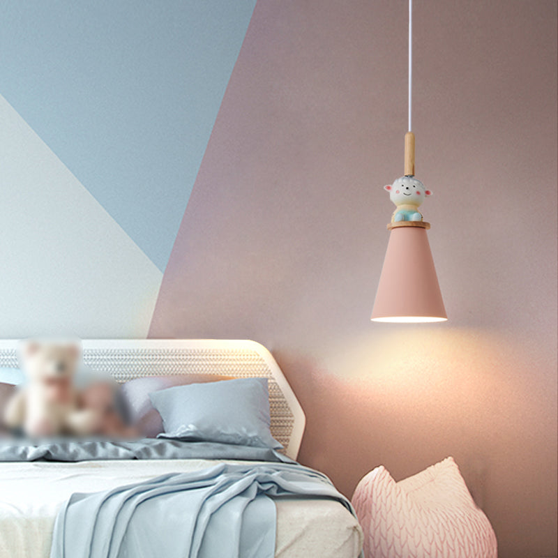 Metal Cone Shape Hanging Lights Modern Style 1 Light Hanging Mount Fixture for Bedside