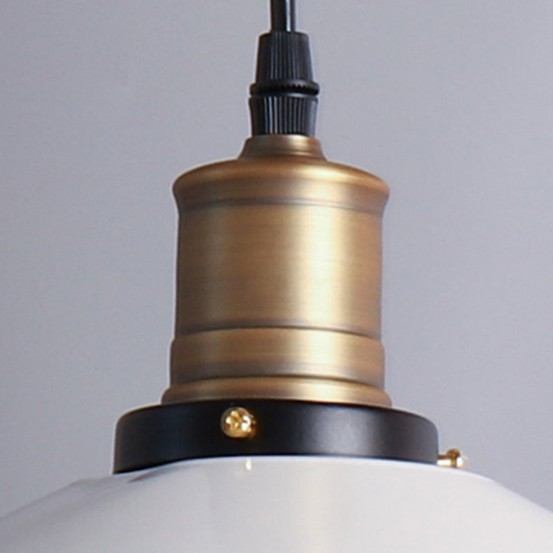 1-Light Vintage Suspended Lighting Fixture White Pendant Light Kit for Shop
