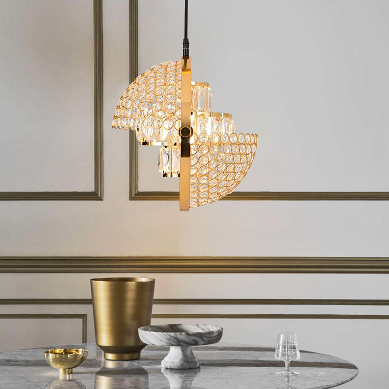 Modern Simplicity Crystal Hanging Lamp Sphere Shape Pendant Light for Living Room