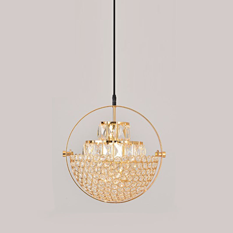 Modern Simplicity Crystal Hanging Lamp Sphere Shape Pendant Light for Living Room