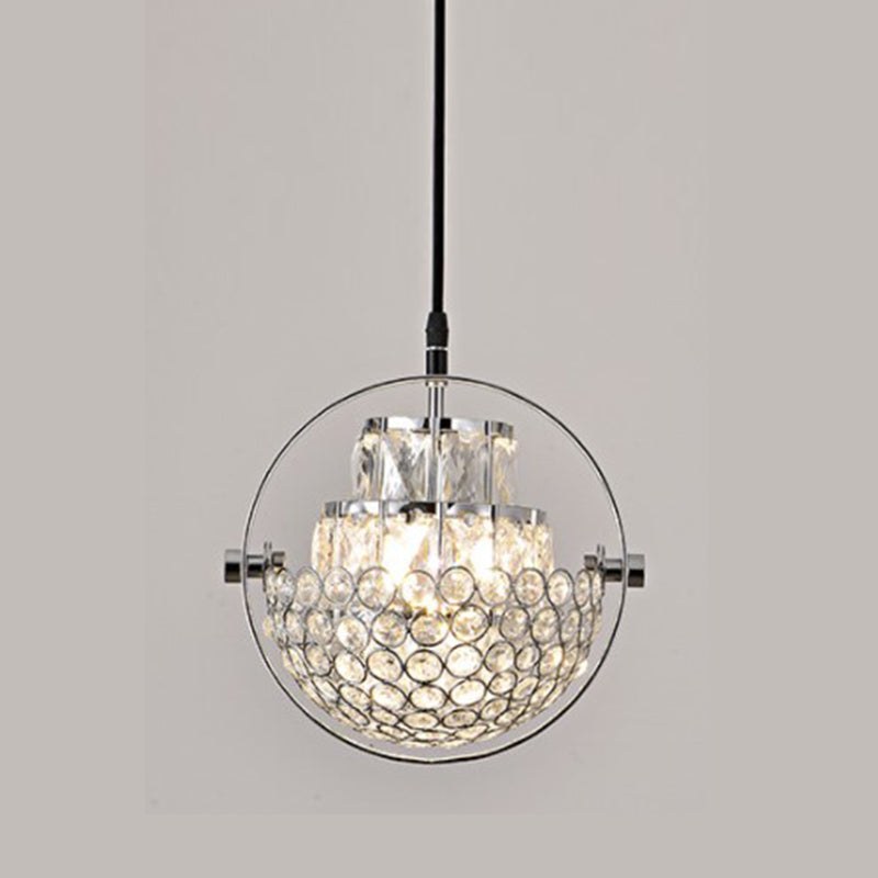 Modern Simplicity Crystal Hanging Lamp Sphere Shape Pendant Light for Living Room