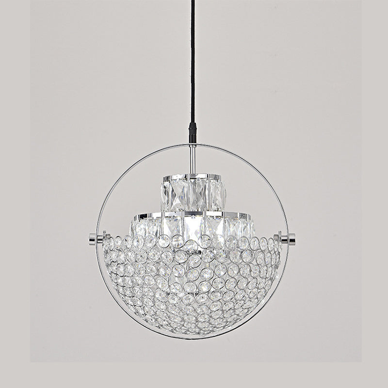 Modern Simplicity Crystal Hanging Lamp Sphere Shape Pendant Light for Living Room