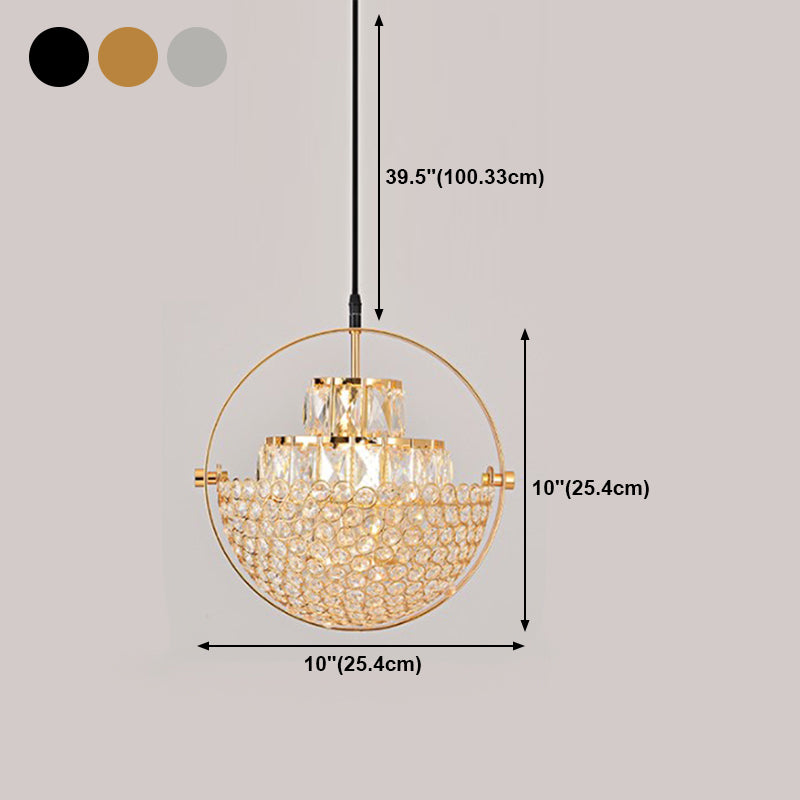Modern Simplicity Crystal Hanging Lamp Sphere Shape Pendant Light for Living Room