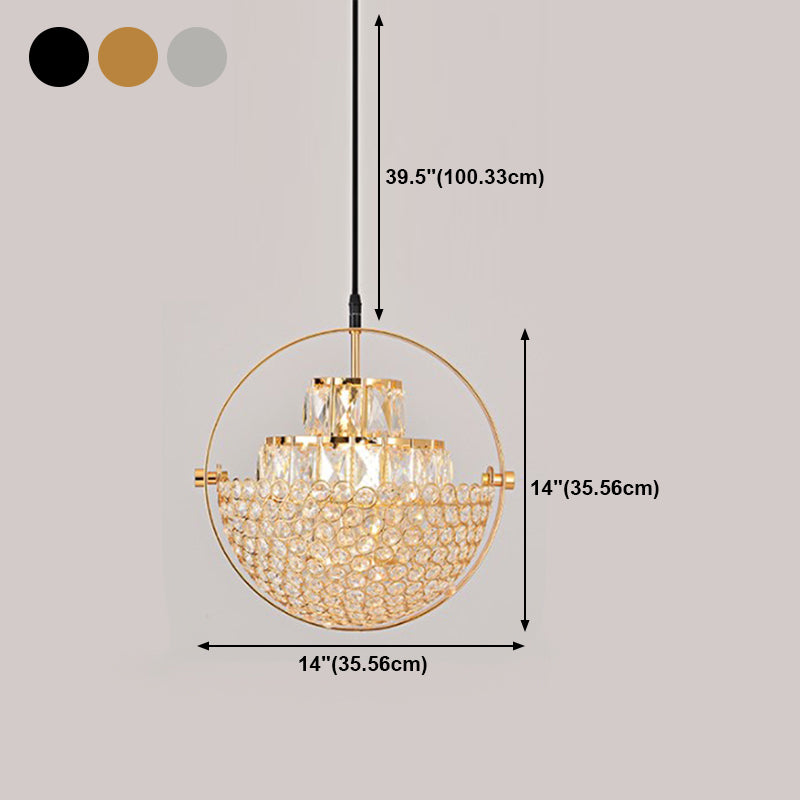 Modern Simplicity Crystal Hanging Lamp Sphere Shape Pendant Light for Living Room