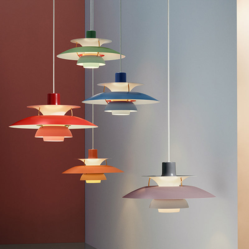 Nordic Style Hanging Light Colorful Metal Shade Pendent Lighting Fixture for Sitting Room