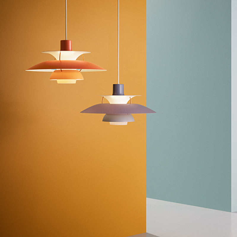 Nordic Style Hanging Light Colorful Metal Shade Pendent Lighting Fixture for Sitting Room