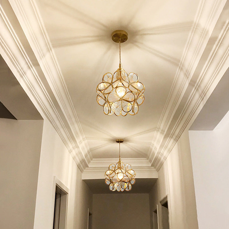 Petal Glass Ceiling Light Fixture 1-Light Vintage Pendant Light for Bedroom