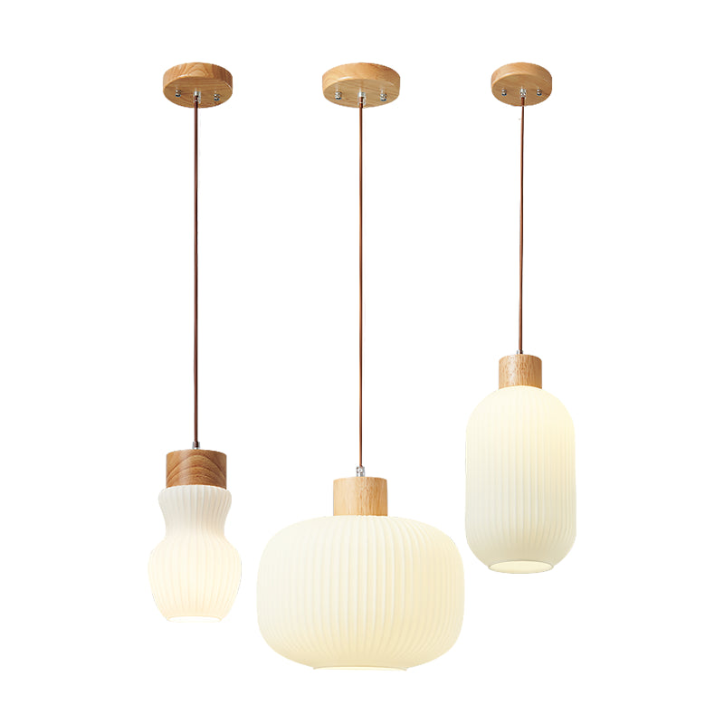 Lumières suspendues en verre Style moderne 1 Light suspendu montage de montage avec bois pour salle à manger