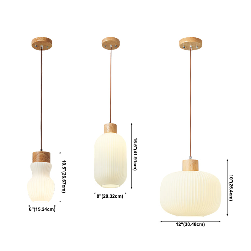 Lumières suspendues en verre Style moderne 1 Light suspendu montage de montage avec bois pour salle à manger