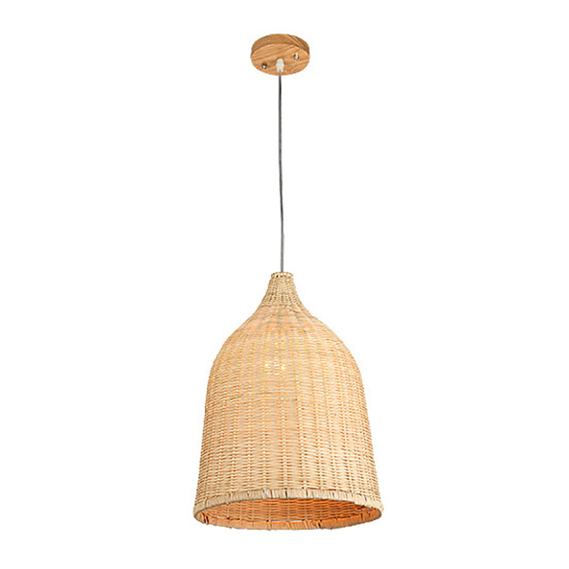 Rattan Shape Hanging Light Modern Minimalist Pendent Lighting Fixture for Dining Room