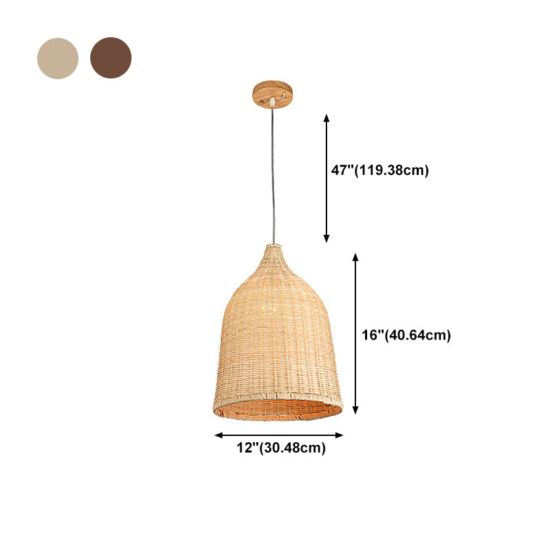 Rattan Shape Hanging Light Modern Minimalist Pendent Lighting Fixture for Dining Room
