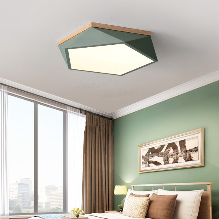 1 Lampe à plafond Hexagonal Lumière moderne Macaron Style Plafond métal Éclairage pour la salle de séjour