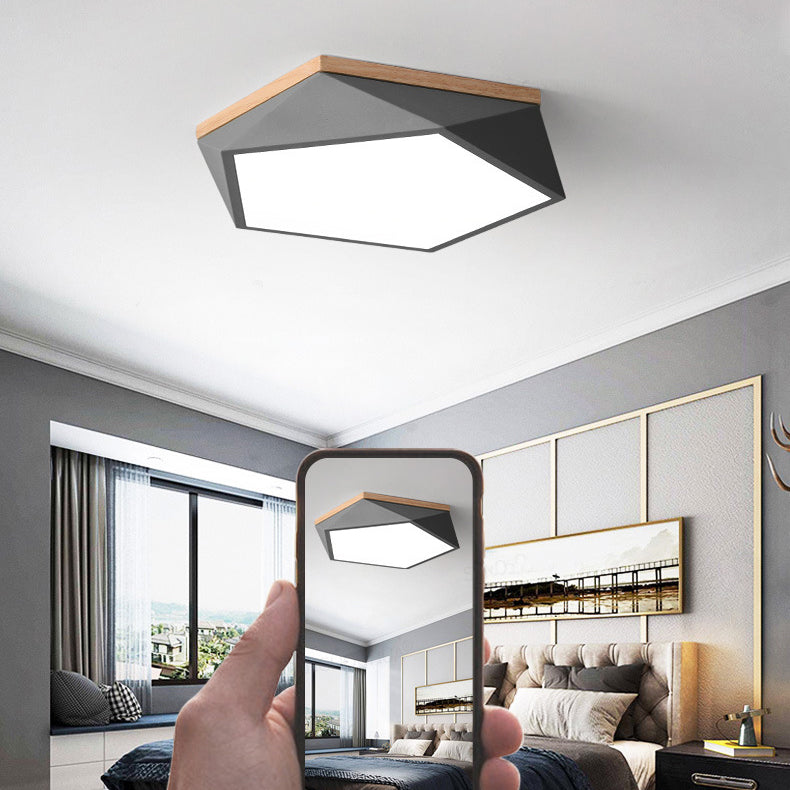 1 Lampe à plafond Hexagonal Lumière moderne Macaron Style Plafond métal Éclairage pour la salle de séjour