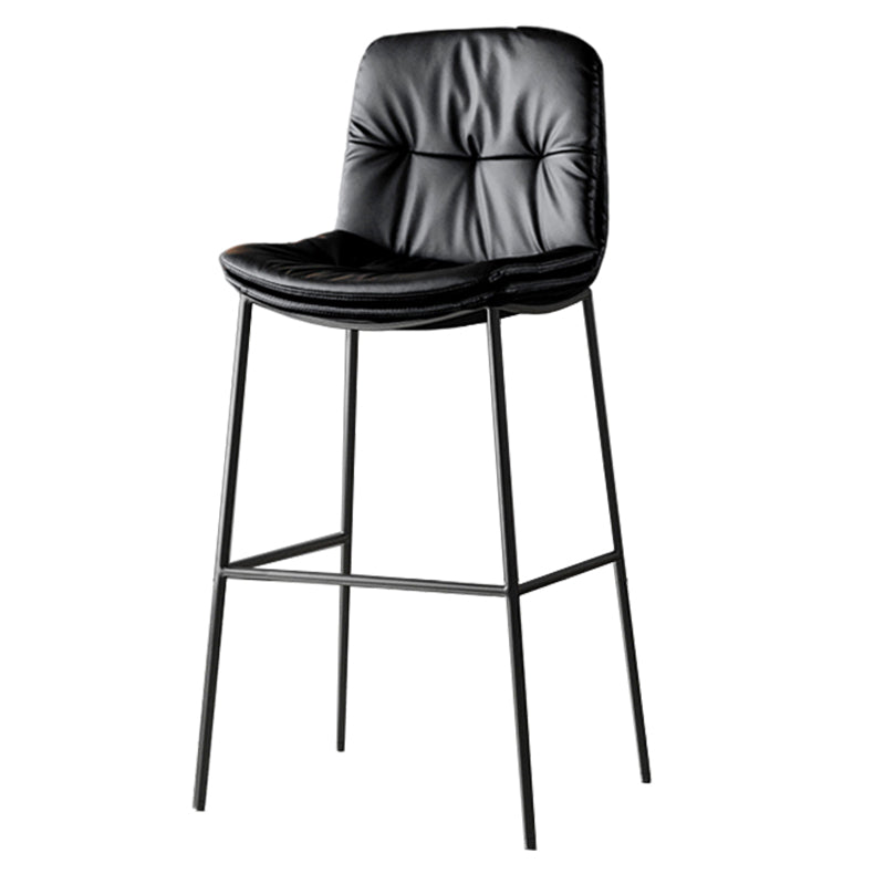 Contemporary Metal Leather Bar Stools Indoor Barstool with Cushion and Low Back