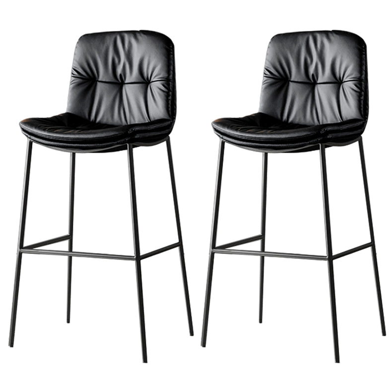 Contemporary Metal Leather Bar Stools Indoor Barstool with Cushion and Low Back