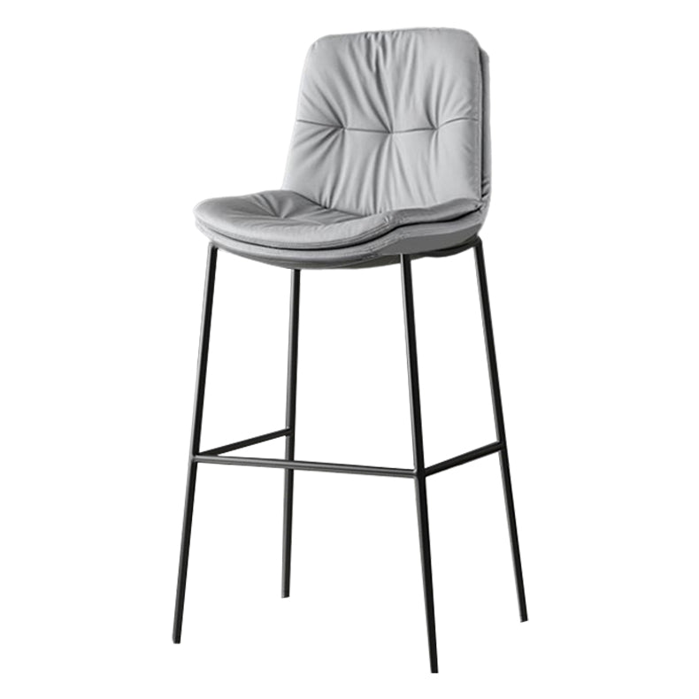 Contemporary Metal Leather Bar Stools Indoor Barstool with Cushion and Low Back